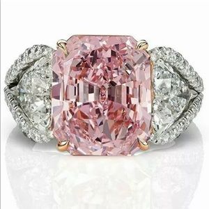 NEW•Silver 925 & Pink Sapphire ring size 8